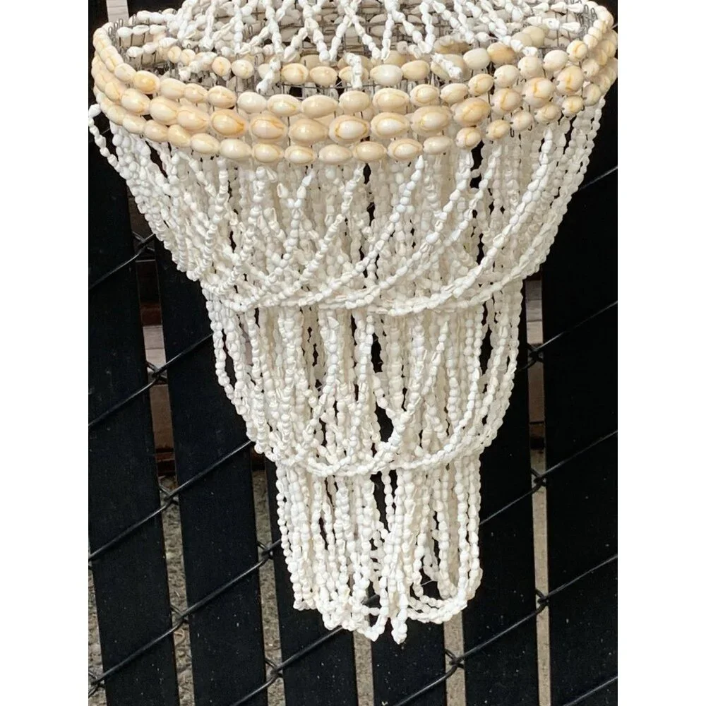 Cowrie Sea Shell Pendant Beach Boho Hanging Decor MCM 24" Tall Seashells - Picture 6 of 8